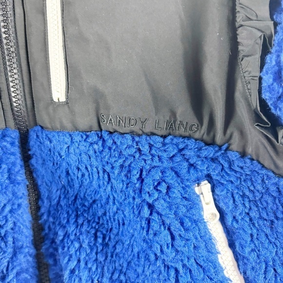 Sandy Liang Mia Two Toned Fleece Zip Up Ruffle Jacket Blue Size XS - Picture 3 of 7